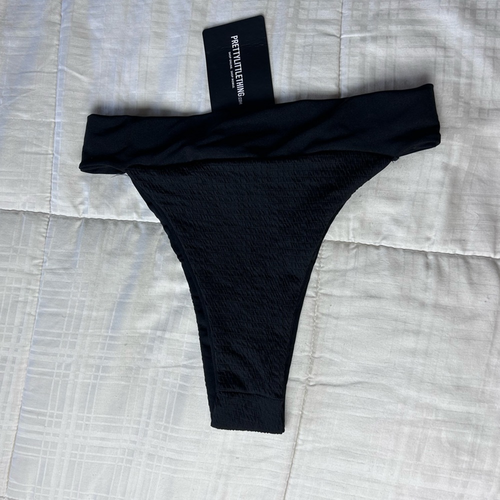 Never worn pretty little things high waisted, black thong, bikini bottoms
